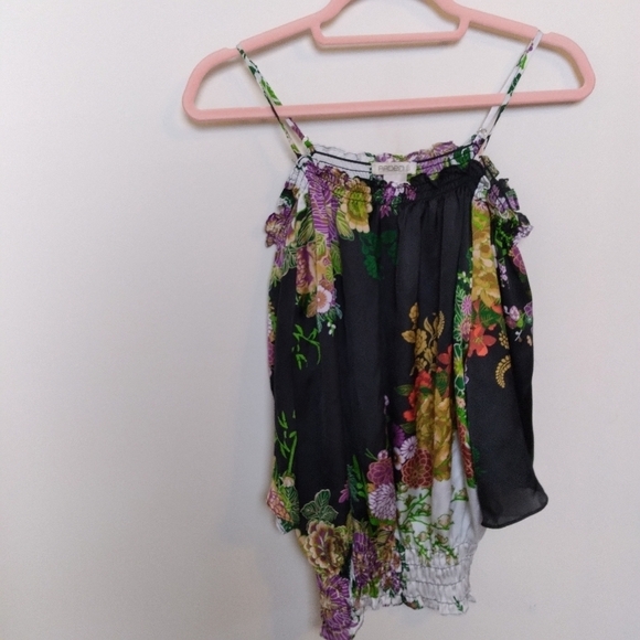 Arden B Oversized Floral Satin Off the Shoulder Quarter Sleeve Blouse Size xs - Picture 2 of 10